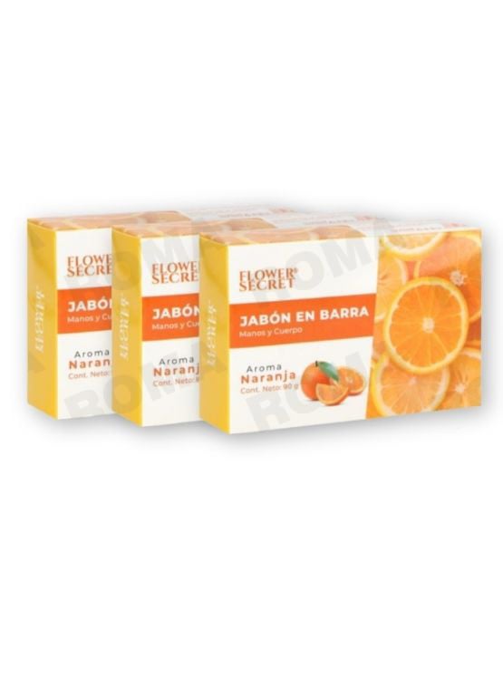 PACK 3 JABONES EN BARRA AROMA NARANJA 270G FLOWER SECRET - 1