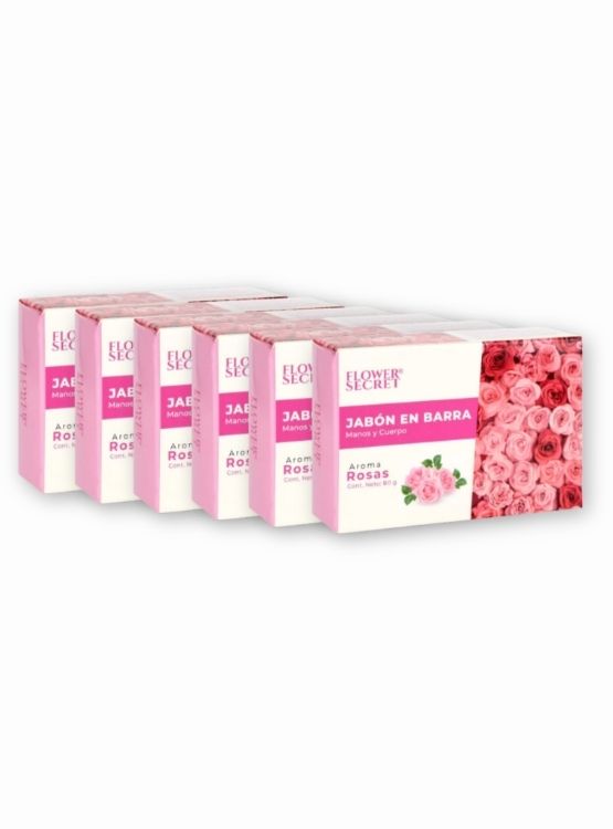PACK 6 JABONES EN BARRA AROMA A ROSAS 540G FLOWER SECRECT - 1