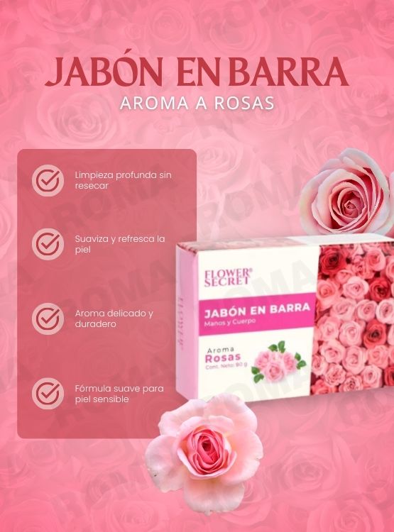 PACK 2 JABONES EN BARRA AROMA A ROSAS 180G FLOWER SECRECT - 3