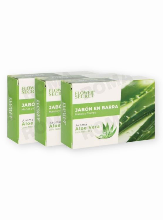 PACK 3 JABONES EN BARRA AROMA A ALOE VERA 270G FLOWER SECRET - 1