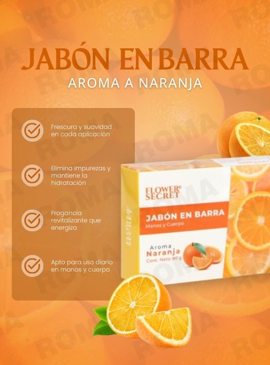 PACK 6 JABONES EN BARRA AROMA NARANJA 540G FLOWER SECRET - 3