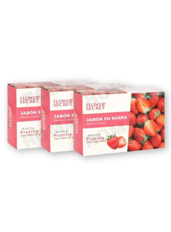 PACK 3 JABONES EN BARRA AROMA FRUTILLA 270G FLOWER SECRET - 1
