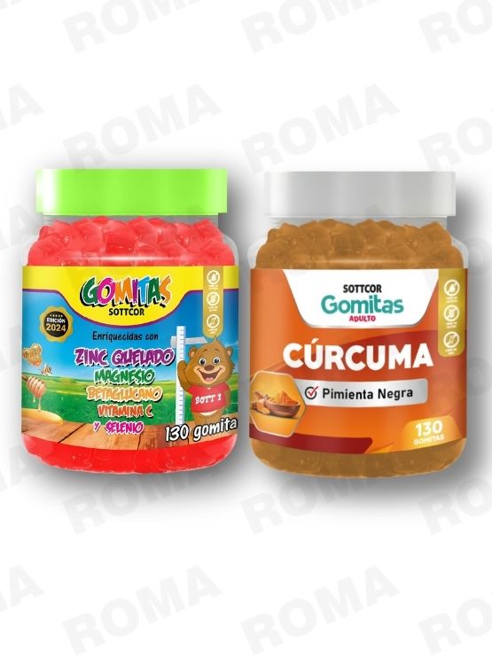 PACK 2 GOMITAS ZINC QUELADO NIÑOS  + GOMITAS CÚRCUMA 260 UND - 1