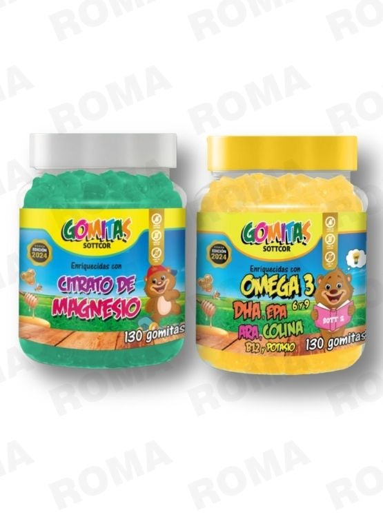PACK 2 GOMITAS CITRATO DE MAGNESIO NIÑOS + OMEGA 3 NIÑOS 260 UND - 1