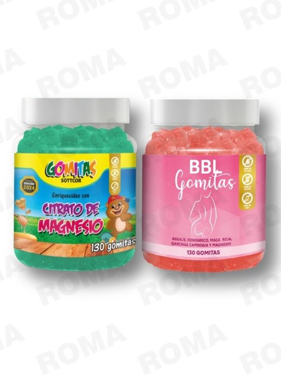 PACK 2 GOMITAS CITRATO DE MAGNESIO NIÑOS + GOMITAS AGUAJE BBL 260UND - 1