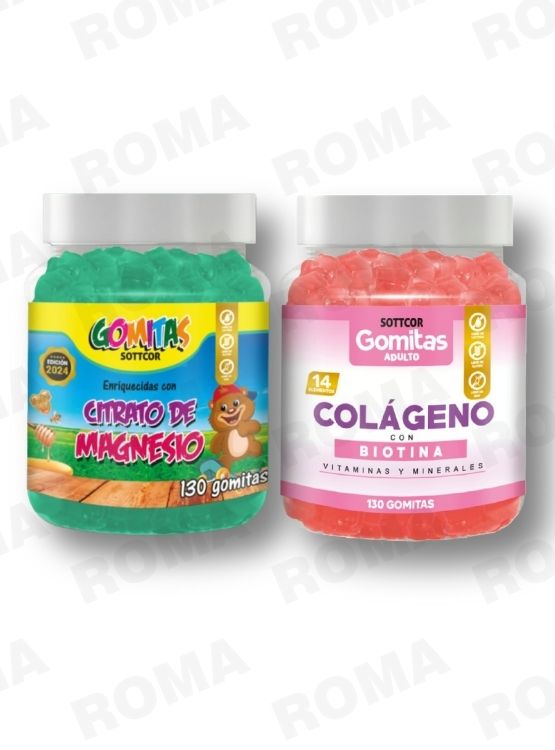 PACK 2 CITRATO DE MAGNESIO NIÑOS 130UND + COLAGENO ADULTOS 130UND - 1