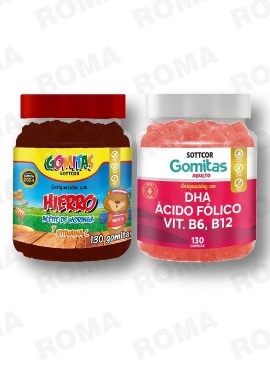 PACK 2 GOMITAS HIERRO NIÑOS + DHA ACIDO FOLICO 260 UND - 1