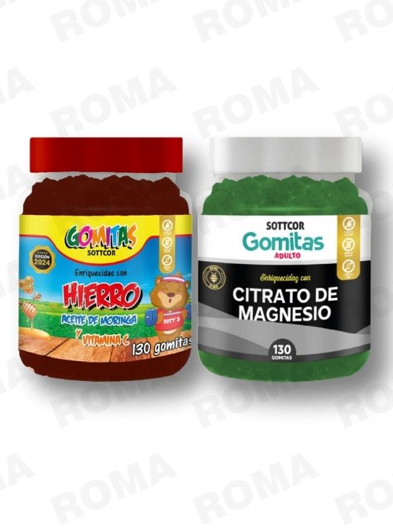 PACK 2 GOMITAS HIERRO NIÑOS + CITRATO DE MAGNESIO ADULTO 260 UND - 1