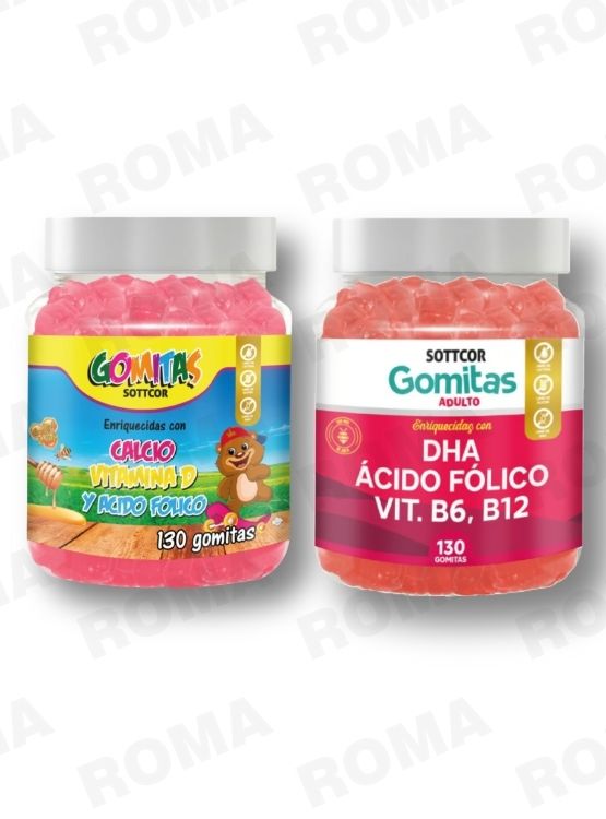 PACK 2 GOMITAS CALCIO NIÑOS + DHA ACIDO FOLICO 260 UND - 1