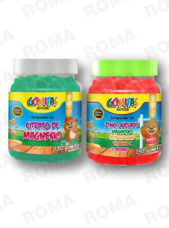 PACK 2 GOMITAS CITRATO DE MAGNESIO NIÑOS + ZINC QUELADO NIÑOS 260 UND - 1