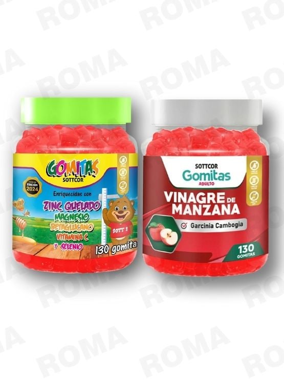 PACK 2 GOMITAS ZINC QUELADO NIÑOS  + VINAGRE DE MANZANA 130 UND - 1