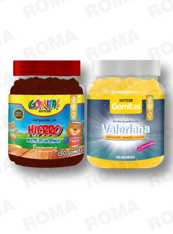 PACK 2 GOMITAS HIERRO NIÑOS + GOMITAS VALERIANA ADULTOS 260 UND - 1