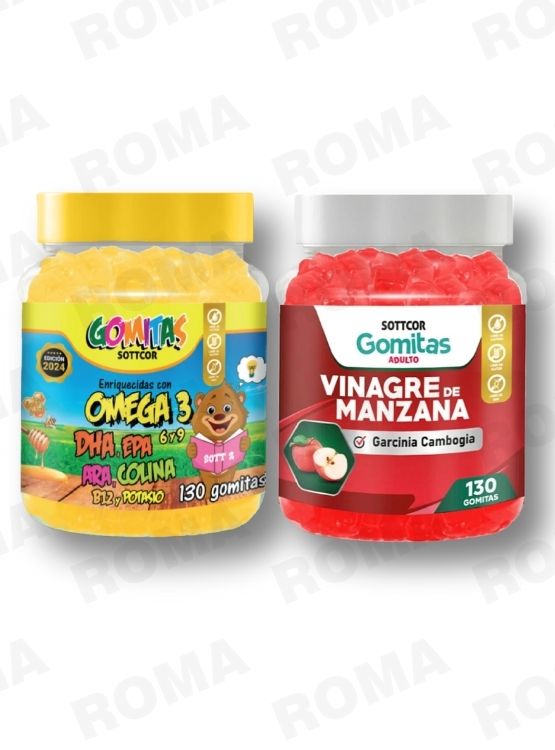 PACK 2 GOMITAS OMEGA 3 NIÑOS  + VINAGRE DE MANZANA 130 UND - 1