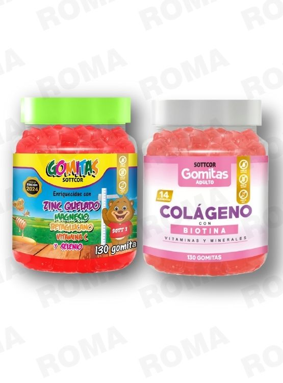 PACK 2 GOMITAS ZINC QUELADO NIÑOS  + COLAGENO ADULTOS 130 UND - 1
