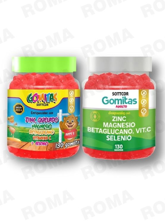 PACK 2 GOMITAS ZINC QUELADO NIÑOS + ZINC ADULTO 260 UND - 1