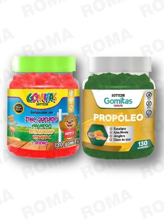 PACK 2 GOMITAS ZINC QUELADO NIÑOS + PROPOLEO ADULTO 260 UND - 1