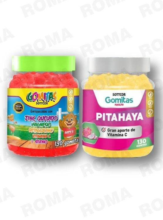 PACK 2 GOMITAS ZINC QUELADO NIÑOS  + PITAHAYA ADULTOS 130 UND - 1