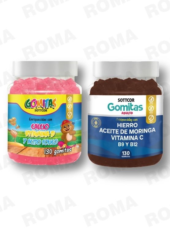 PACK 2 GOMITAS CALCIO NIÑOS + HIERRO ADULTOS 260 UND - 1