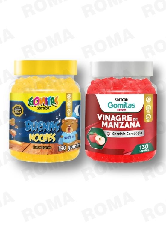 PACK 2 GOMITAS BUENAS NOCHES NIÑOS 130UND + VINAGRE DE MANZANA 130UND - 1