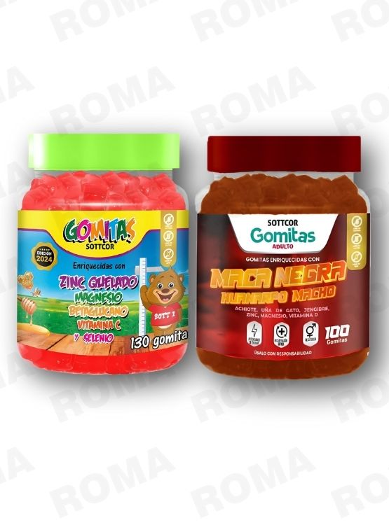 PACK 2 GOMITAS ZINC QUELADO NIÑOS + GOMITAS MACA NEGRA 100 UND - 1