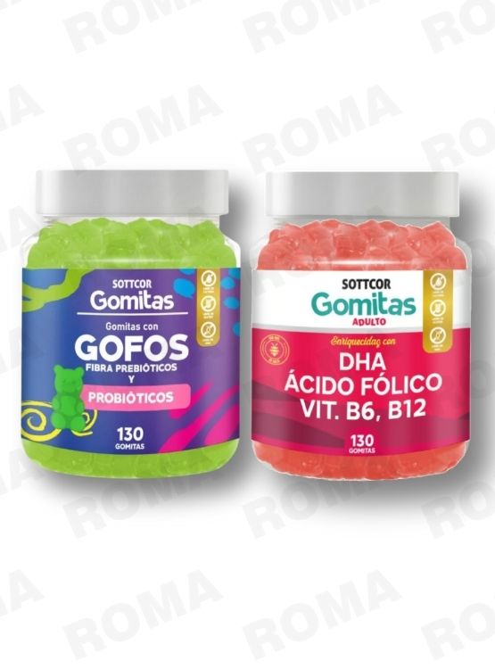 PACK 2 GOMITAS GOFOS PARA NIÑOS + DHA ACIDO FOLICO 260 UND - 1