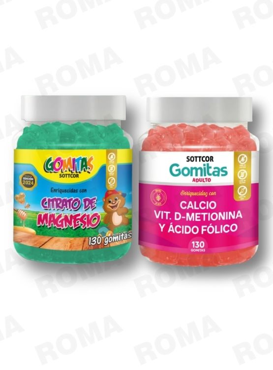 PACK 2 CITRATO DE MAGNESIO NIÑOS 130UND + CALCIO ADULTOS 130 UND - 1