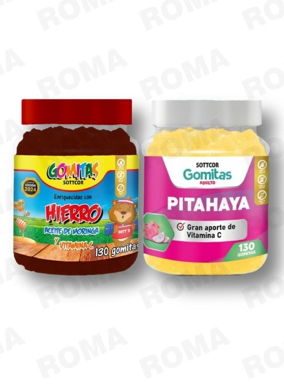 PACK 2 GOMITAS HIERRO NIÑOS  + PITAHAYA ADULTOS 130 UND - 1