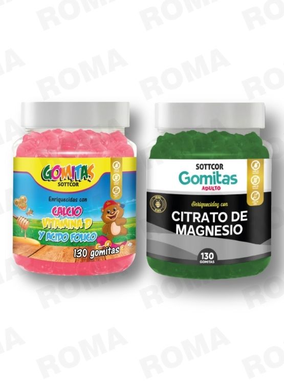 PACK 2 GOMITAS CALCIO NIÑOS + CITRATO DE MAGNESIO ADULTO 260UND - 1