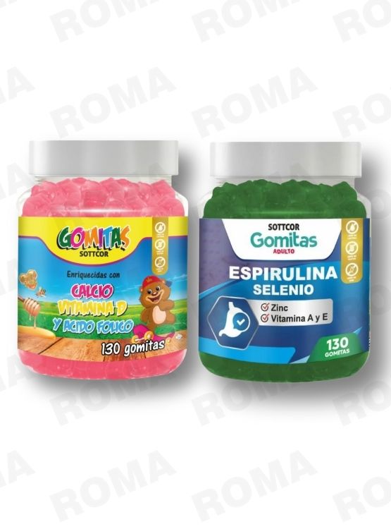PACK 2 GOMITAS CALCIO NIÑOS + ESPIRULINA ADULTOS 260 UND - 1