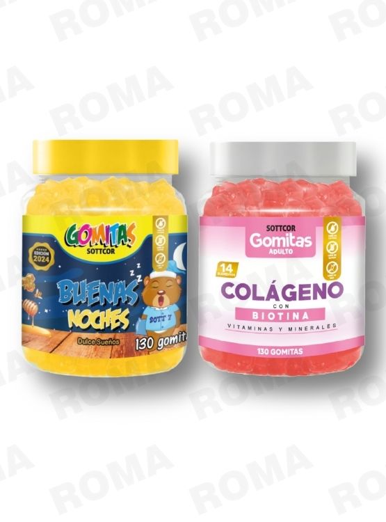PACK 2 GOMITAS BUENAS NOCHES NIÑOS 130UND + COLAGENO ADULTOS 130UND - 1