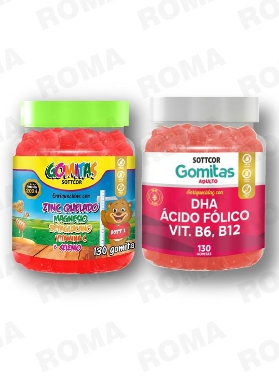PACK 2 GOMITAS ZINC QUELADO NIÑOS  + DHA ACIDO FOLICO 260 UND - 1