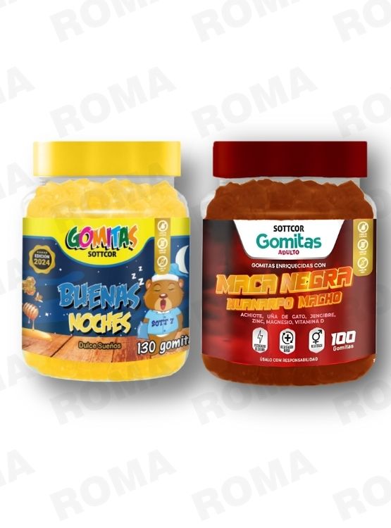 PACK 2 GOMITAS BUENAS NOCHES NIÑOS 130UND + GOMITAS MACA NEGRA 100UND - 1
