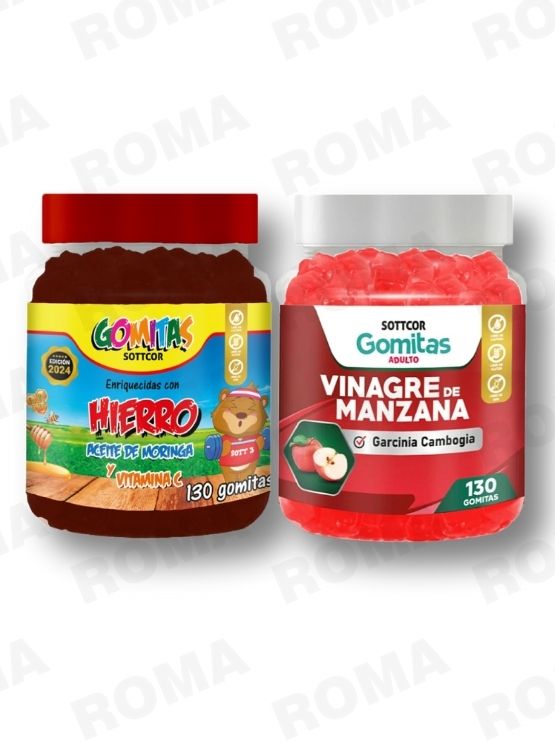 PACK 2 GOMITAS HIERRO NIÑOS + VINAGRE DE MANZANA 130 UND - 1