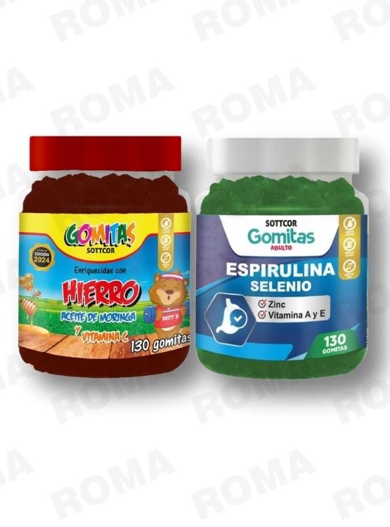 PACK 2 GOMITAS HIERRO NIÑOS  + ESPIRULINA ADULTOS 260 UND - 1