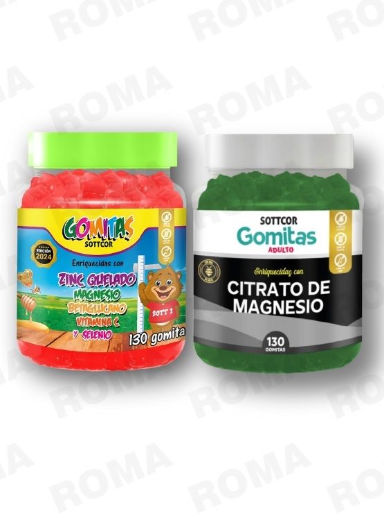 PACK 2 GOMITAS ZINC QUELADO NIÑOS  + CITRATO DE MAGNESIO ADULTO 260 UND - 1