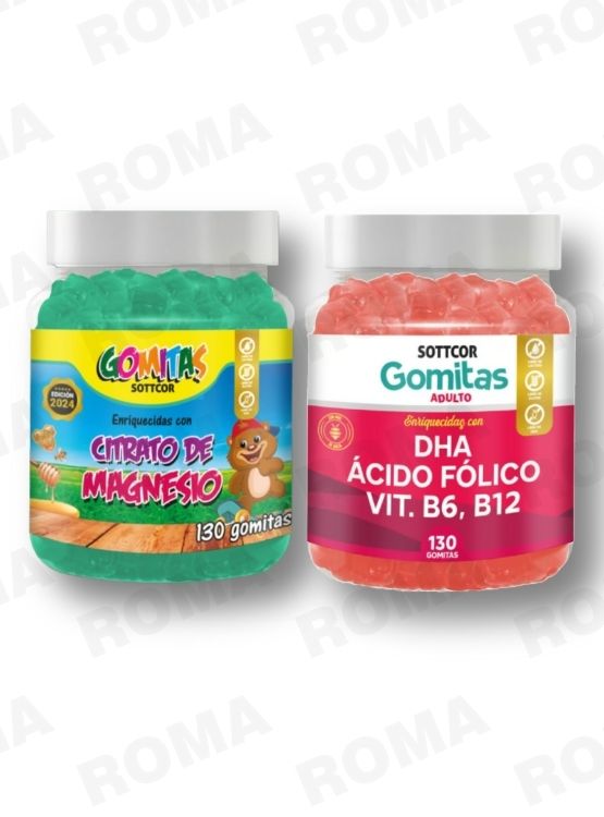 PACK 2 GOMITAS CITRATO DE MAGNESIO NIÑOS + DHA ACIDO FOLICO 260 UND - 1
