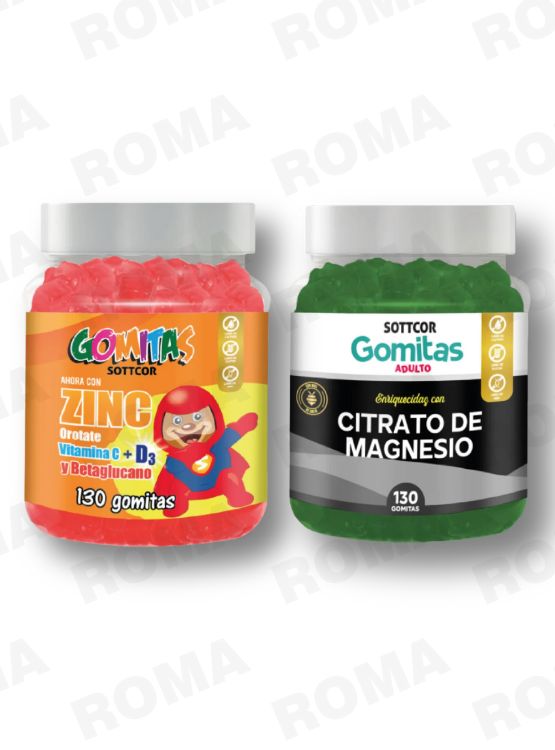 GOMITAS ZINC OROTATE NIÑOS 130 UND + GOMITAS CITRATO DE MAGNESIO 130UND - 1