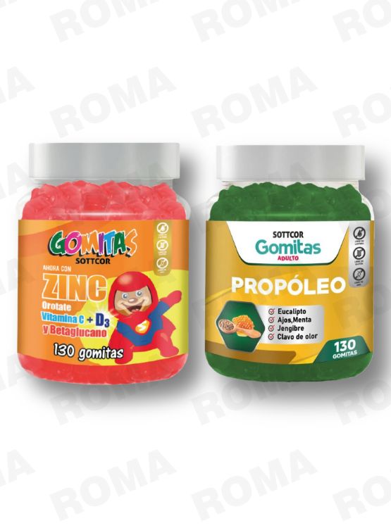 GOMITAS ZINC OROTATE NIÑOS 130 UND + GOMITAS PROPÓLEO 130UND - 1