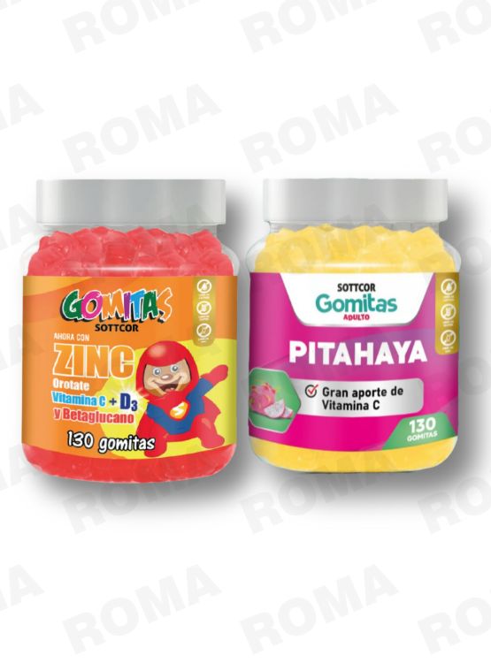 GOMITAS ZINC OROTATE NIÑOS 130 UND + GOMITAS PITAHAYA 130 - 1
