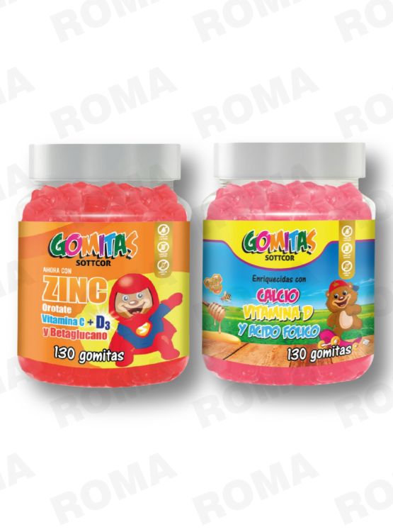 GOMITAS ZINC OROTATE NIÑOS 130 UND + GOMITAS CALCIO NIÑOS 130UND - 1