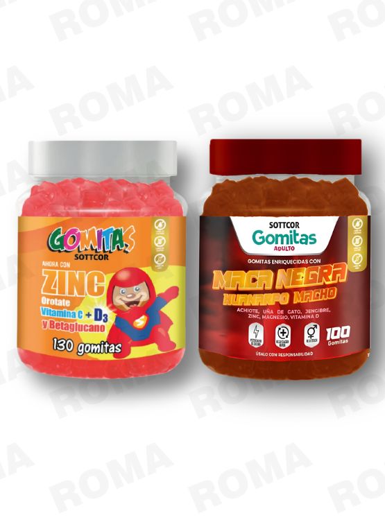 GOMITAS ZINC OROTATE NIÑOS 130 UND + GOMITAS MACA NEGRA 100UND - 1