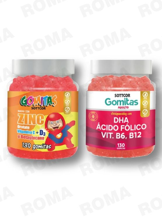 GOMITAS ZINC OROTATE NIÑOS 130 UND + GOMITAS DHA ACIDO FOLICO 130UND - 1