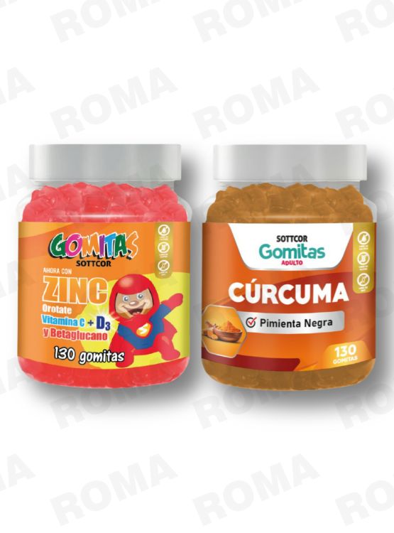 GOMITAS ZINC OROTATE NIÑOS 130 UND + GOMITAS CÚRCUMA 130UND - 1