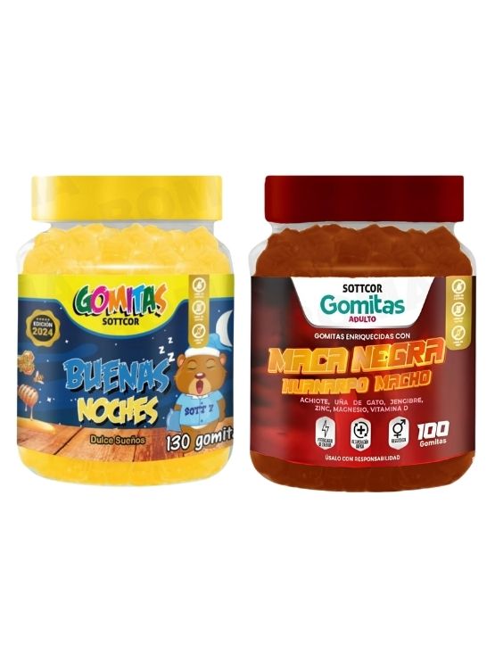 PACK 2 GOMITAS BUENAS NOCHES NIÑOS 130UND + GOMITAS MACA NEGRA 100UND - 1