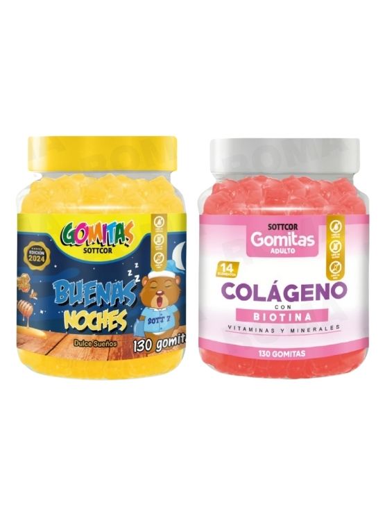 PACK 2 GOMITAS BUENAS NOCHES NIÑOS 130UND + COLAGENO ADULTOS 130UND - 1