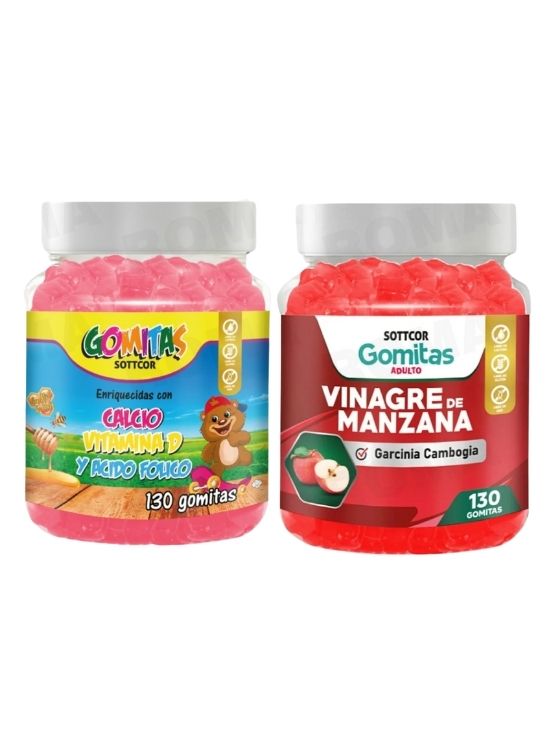 PACK 2 GOMITAS CALCIO NIÑOS 130UND + VINAGRE DE MANZANA 130UND - 1
