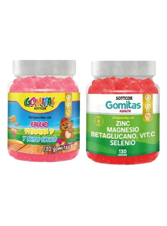 PACK 2 GOMITAS CALCIO NIÑOS + ZINC ADULTO 260 UND - 1