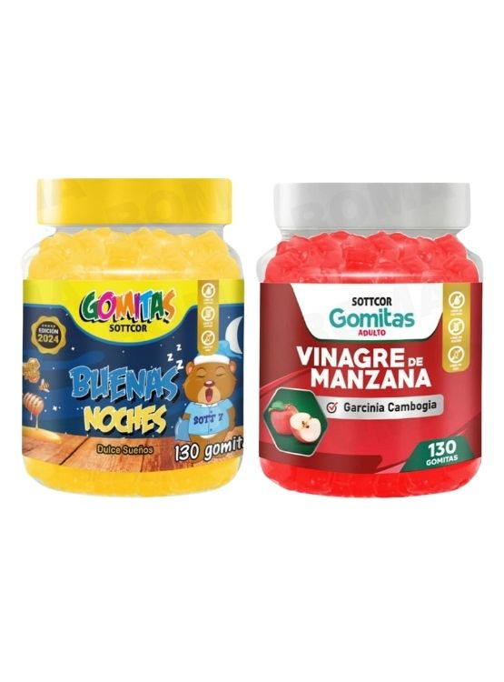 PACK 2 GOMITAS BUENAS NOCHES NIÑOS 130UND + VINAGRE DE MANZANA 130UND - 1