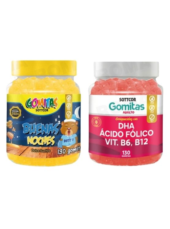 PACK 2 GOMITAS BUENAS NOCHES NIÑOS + DHA ACIDO FOLICO 260 UND - 1