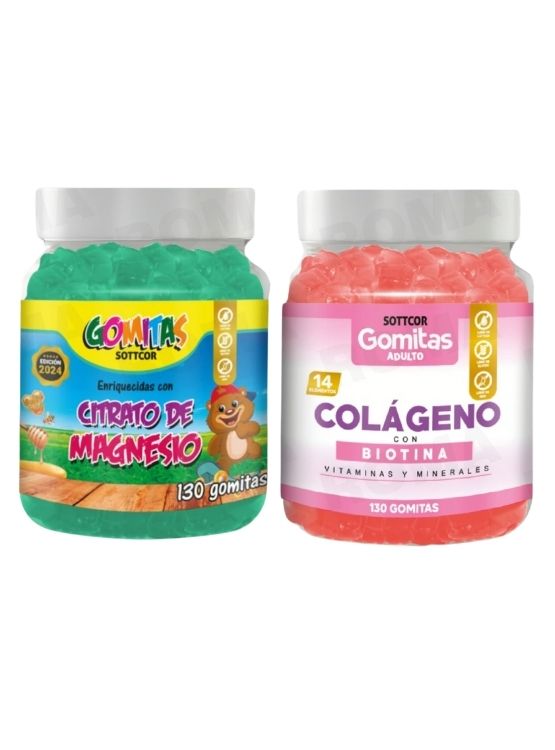 PACK 2 CITRATO DE MAGNESIO NIÑOS 130UND + COLAGENO ADULTOS 130UND - 1